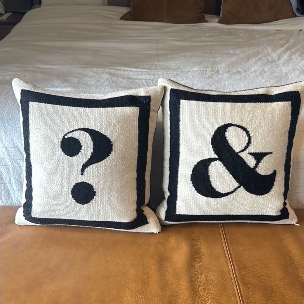 Jonathan Adler Black and White Question Mark & Ampersand Throw Pillows - Picture 2 of 5